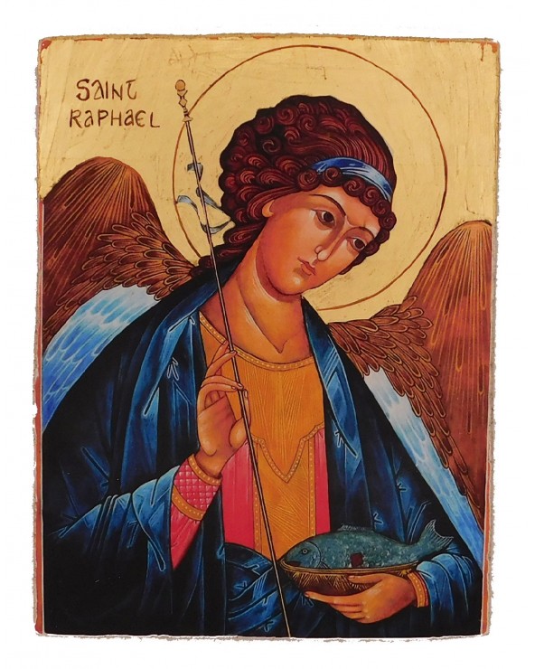 San Raffaele arcangelo icona su affresco