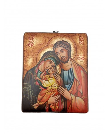 Icona Sacra Famiglia dipinta antichizzata