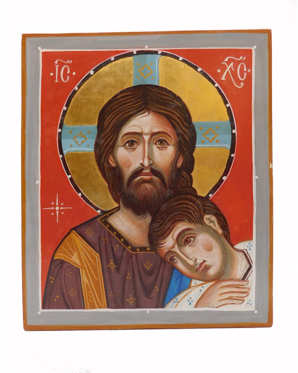 Icona dipinta a mano di Cristo e san Giovanni